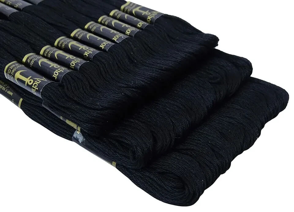 Anchor Threads Stranded Cotton Thread Floss Cross Stitch Hand Embroidery Black