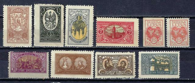 Central Lithuania - Central Lithuania (2) 10 Different Stamps