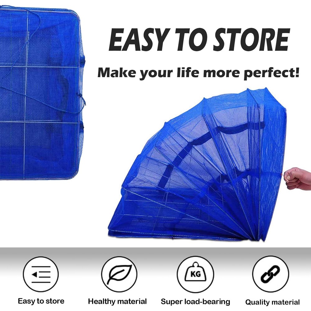 Drying Rack 4 Layers Folding Mesh, Foldable Nylon Netting, Hanging Drying Net...