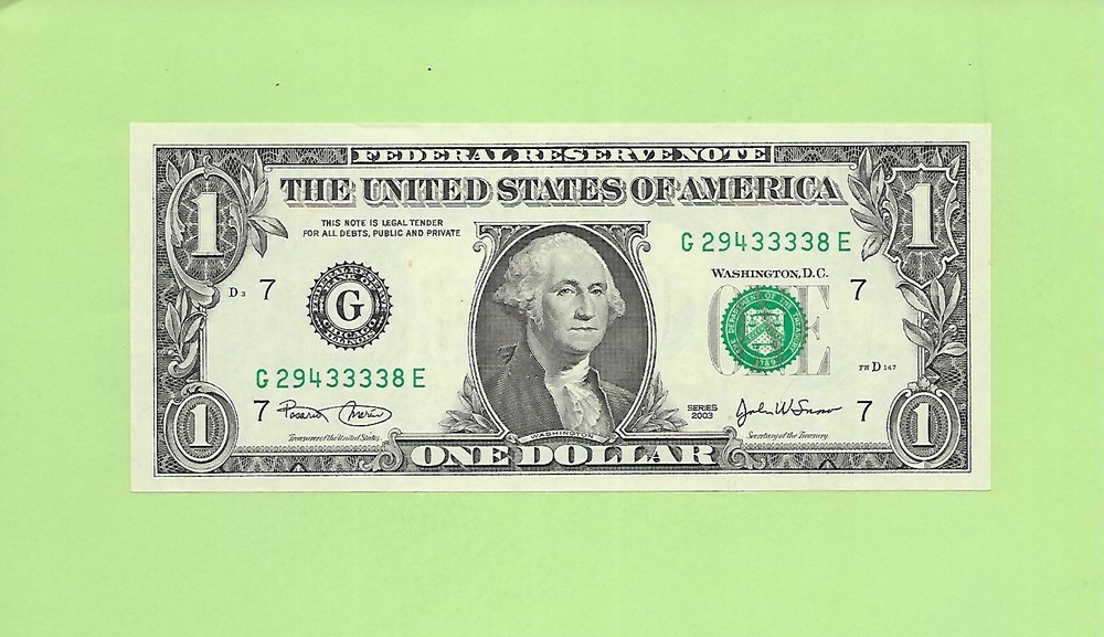 2003 ..UNCIRC $1  G 2943 3338 E  .... 2003 $1  G-E      QUAD NOTE  '3333’
