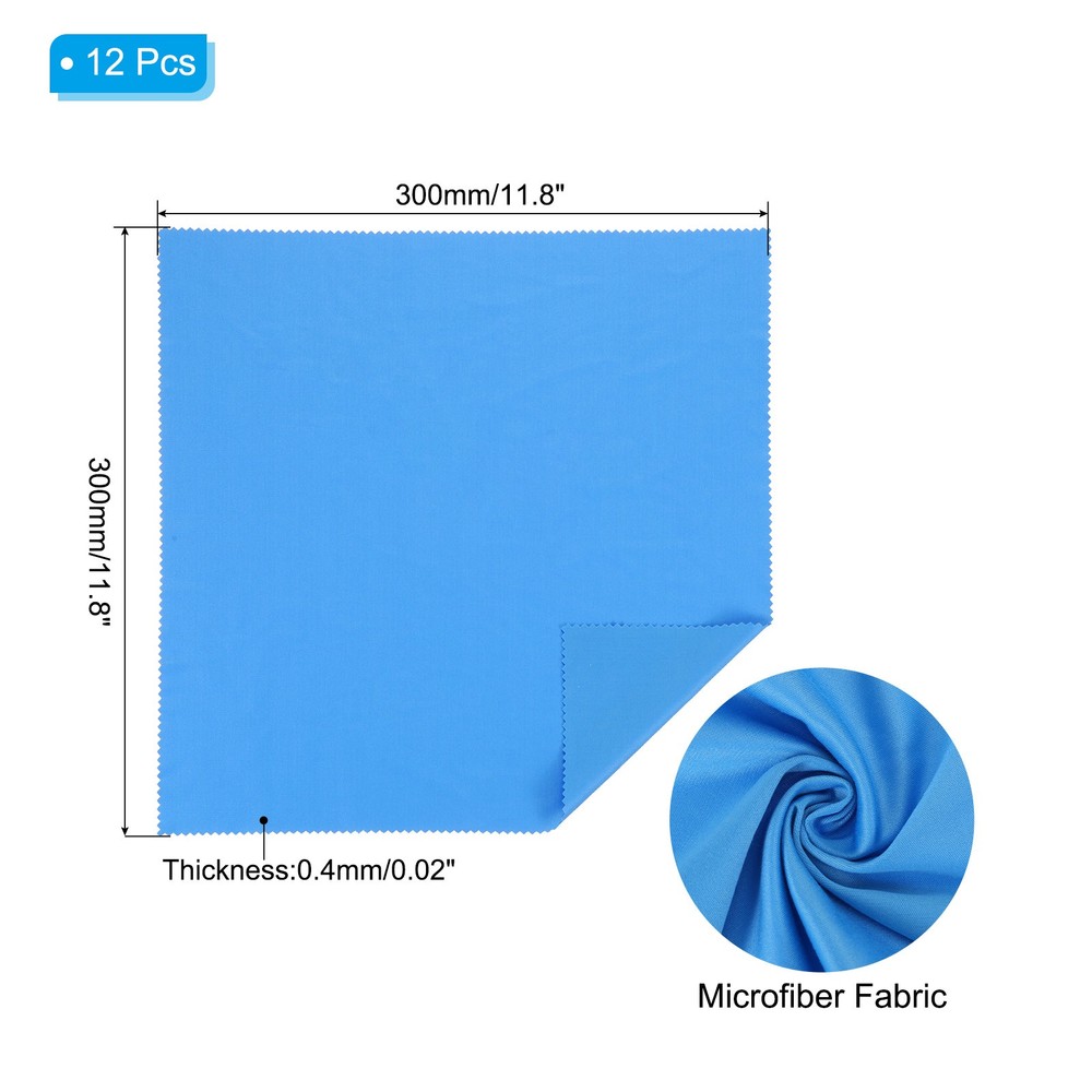 Eyeglass Microfiber Cleaning Cloth 12"x12", 12 Pack, Blue