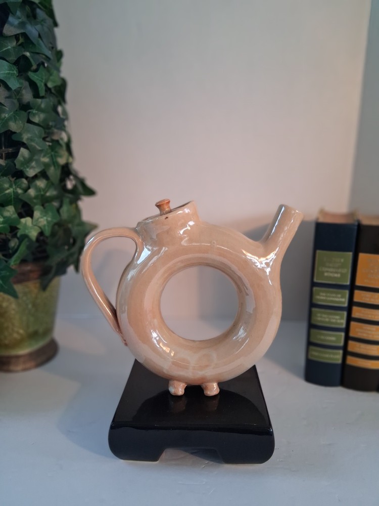 Donut Shaped Teapot w/ Lid; Handmade;