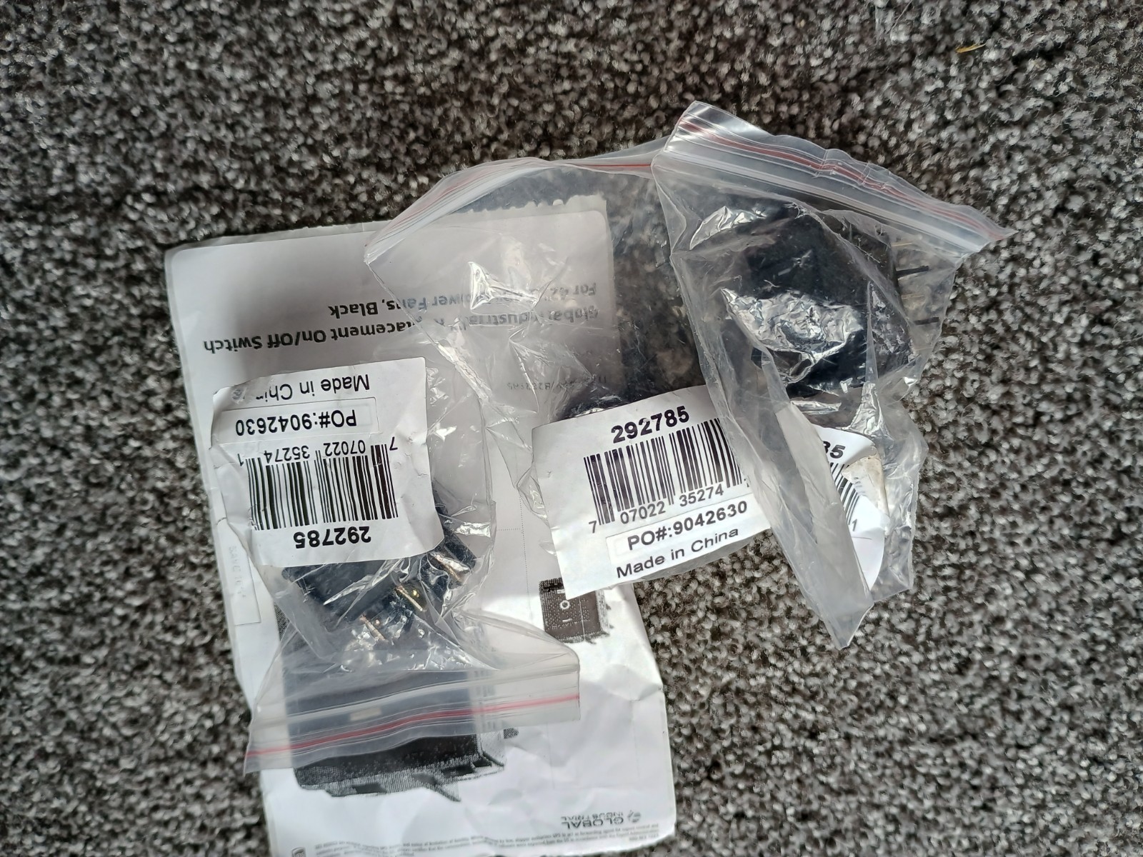 Global Industrial Replacement On/Off Switch For 42" & 48" Blower Fans Lot Of 3