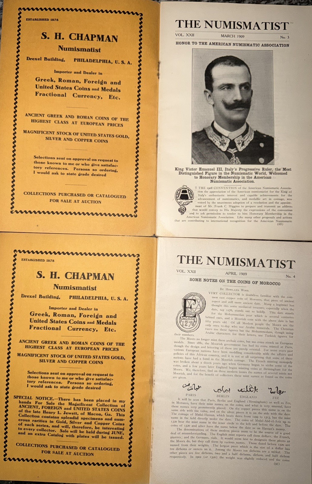 The Numismatist January 1909 Volumes Three & Four Magazine