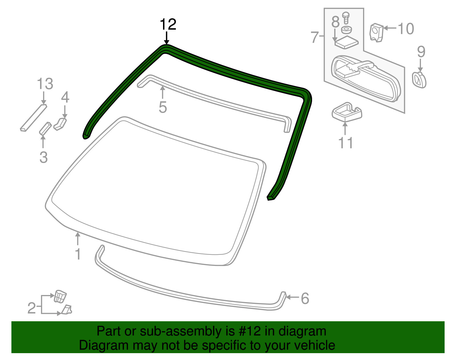 Genuine Honda 1996-2000 Honda Civic - Molding Front Windshield 73150-S04-003