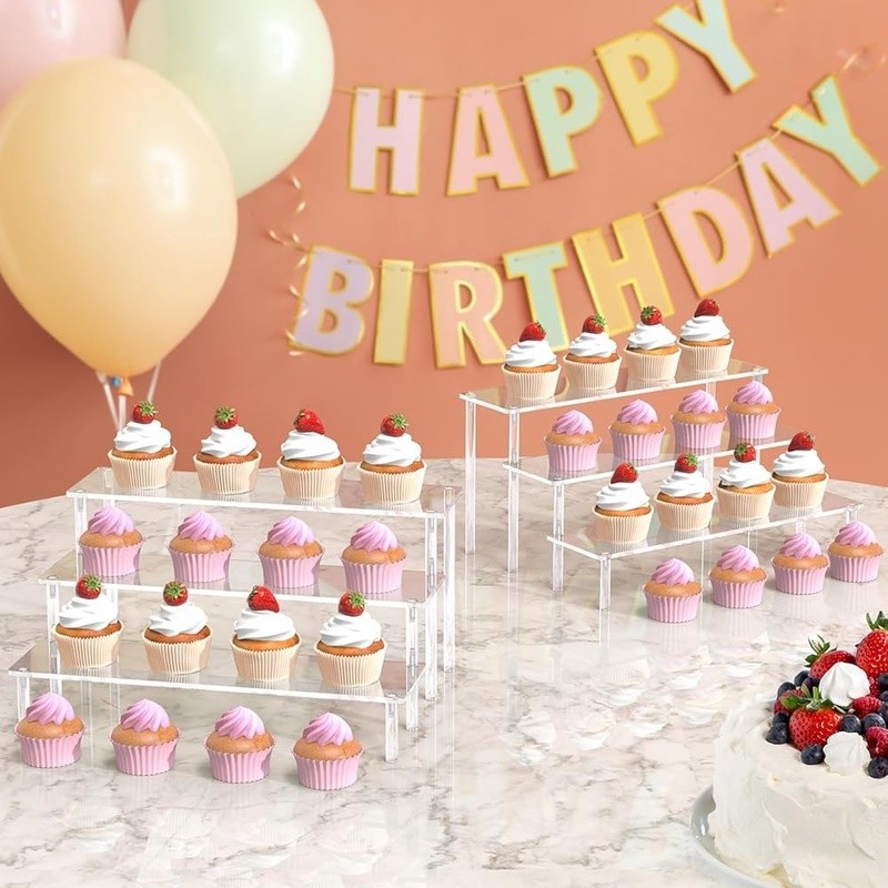 Acrylic Display Riser Stand Multi Functional Organizer Durable Clear Shelf New