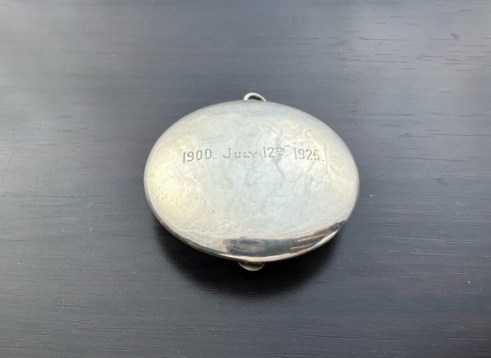 Antique Solid Silver Enamel Rouge Box c.1924