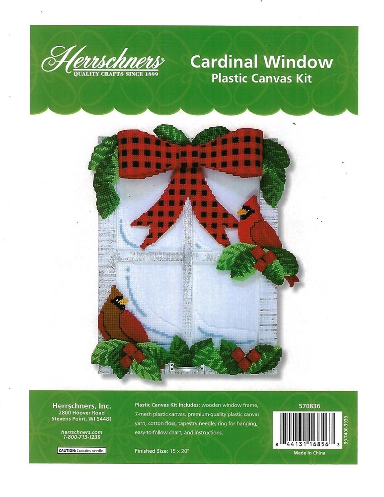 CARDINAL WINDOW  Wall Hanging  plastic canvas  PATTERN (#TF0127)