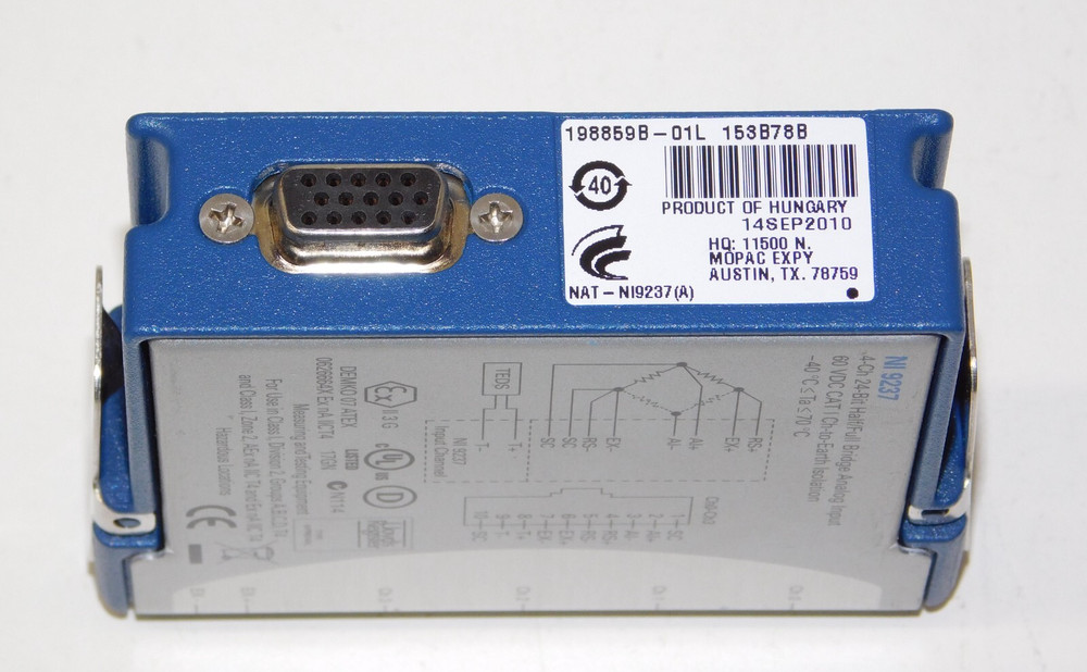 National Instruments 198859B-01L NI 9237 4Ch 24 Bit Bridge Analog Input Module