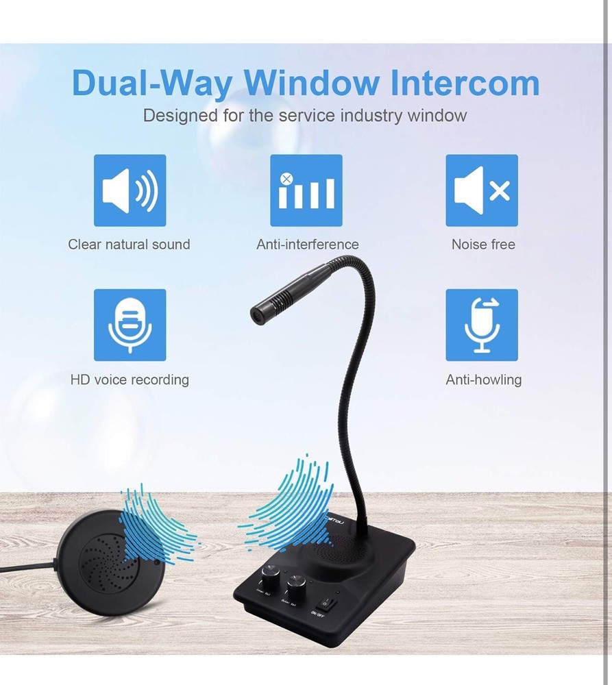 Daytech Window Speaker System 2 Way Intercom Communication Microphone 2 Pack