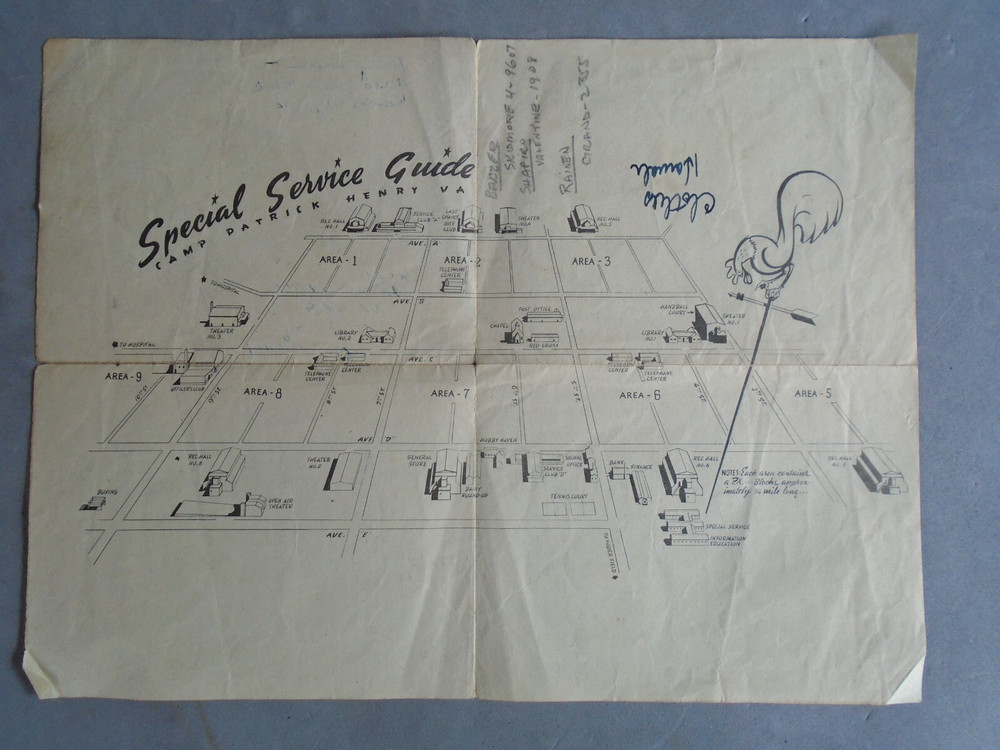 WWII Camp Patrick Henry, VA, named guide and map