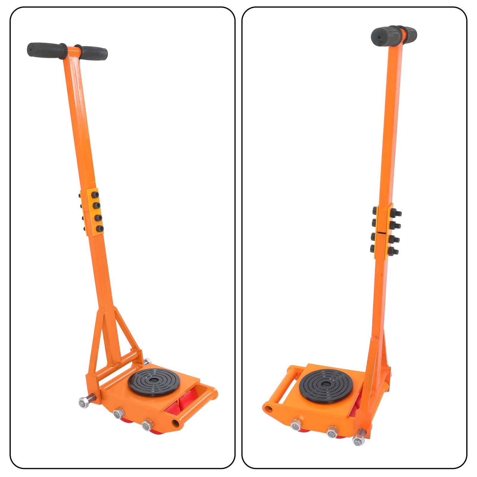 4 Pcs Machinery Skates Dolly With Handle 360° Rotation 6T/13200Lbs Heavy Duty