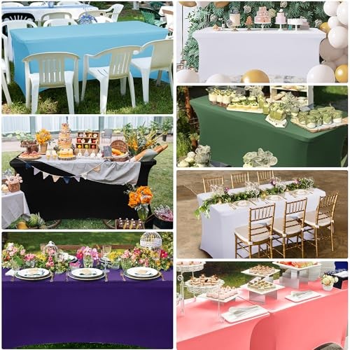 Spandex Table Cover 6ft Fitted Tablecloth 72" x 30" (Rectangular) White