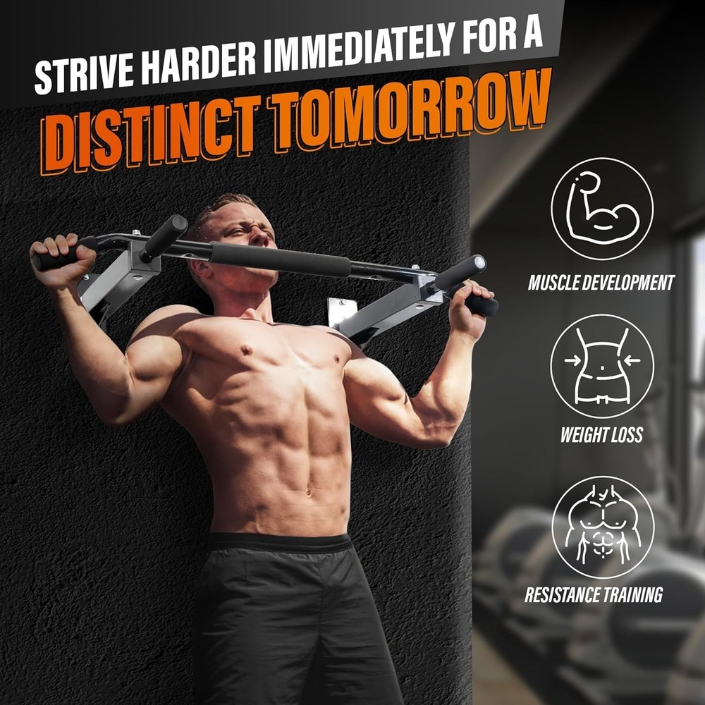 Multi-Grip Foam Padded Pull Up Bar - Wall Mounted & Quick Install for Home Gyms