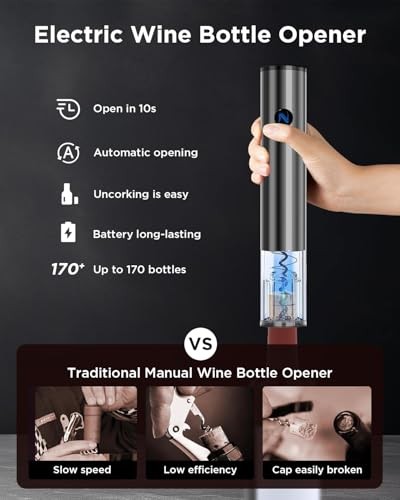 Electric Wine Opener, Single Button for Effortless Opening, with Charging Base