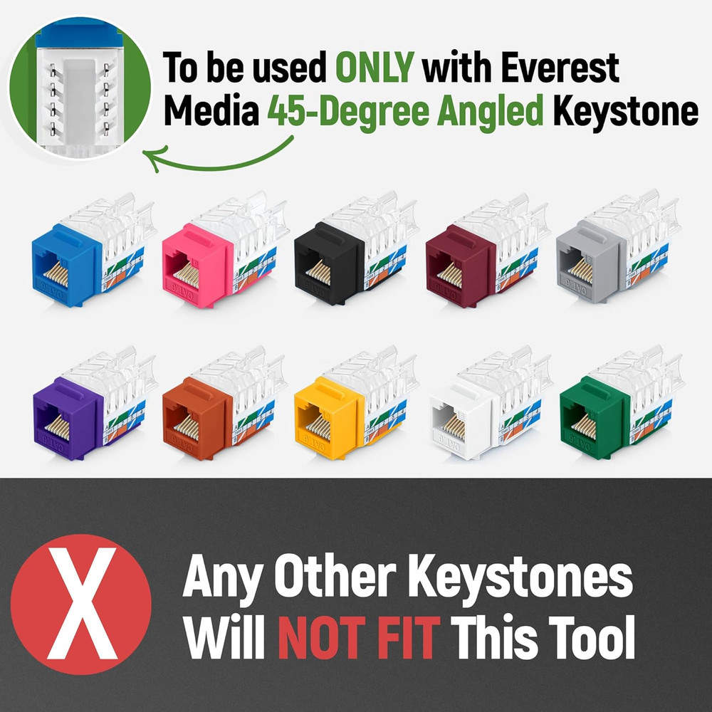 Everest 45Term - 45° Angled Speed Termination Keystone Tool - Time Saver Network