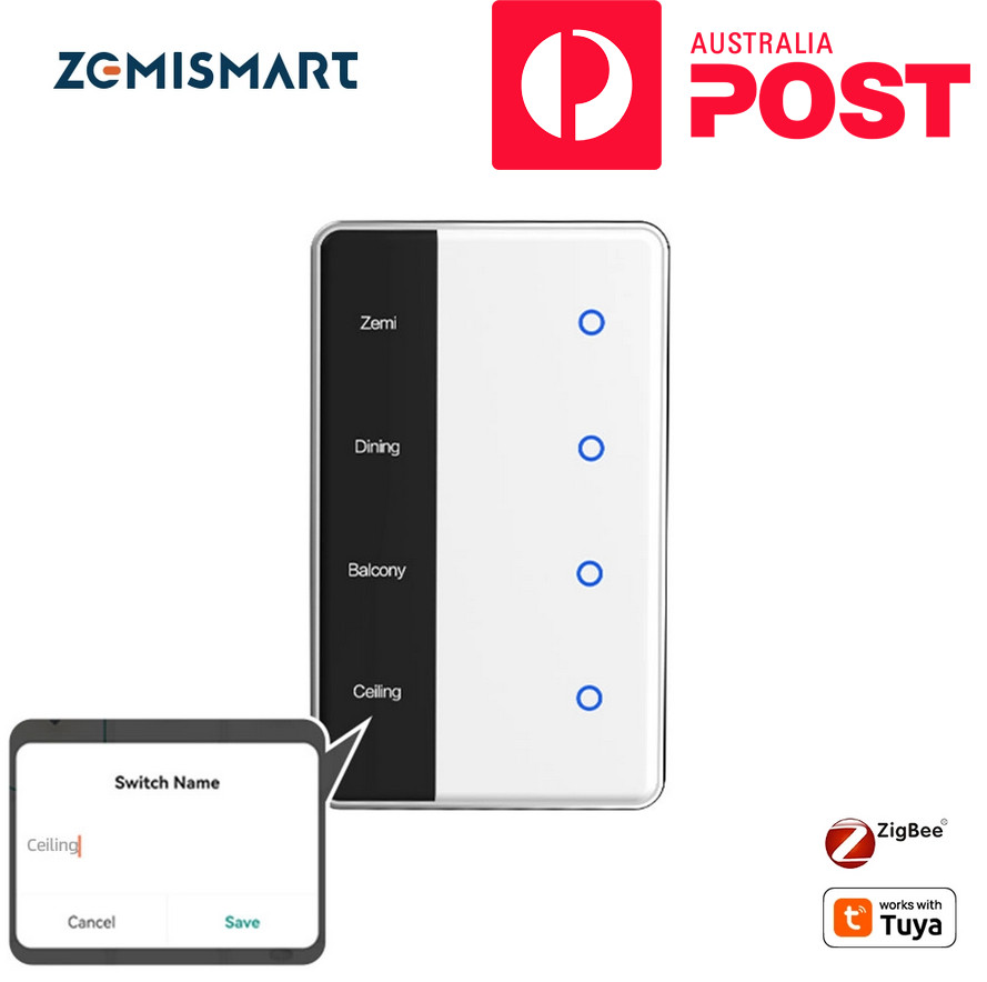 ZigBee Custom DisplayName Smart Touch Light Switch/AU RCM SAA/Apple Alexa Google