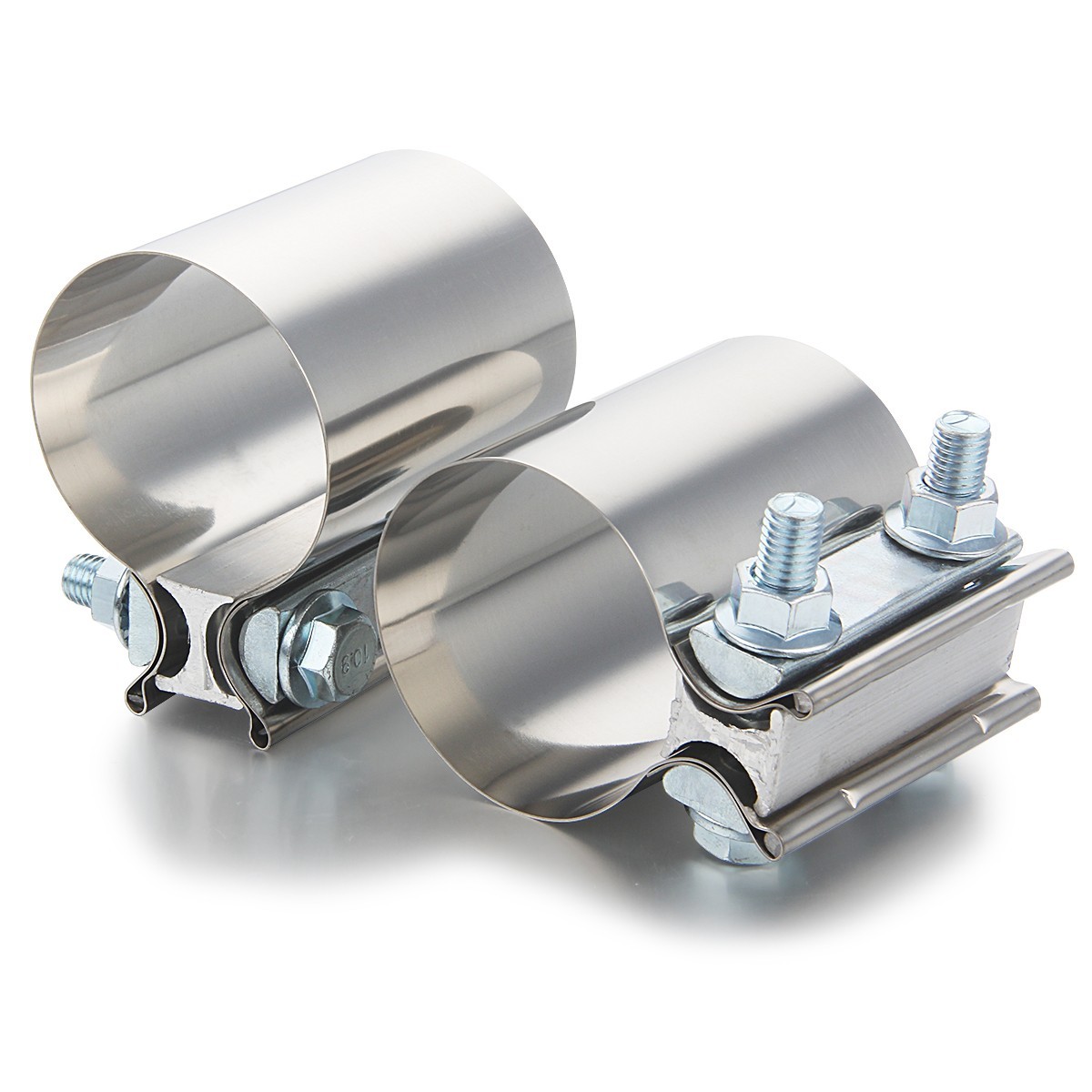 2PCS Stainless Steel Butt Joint Band Exhaust Clamp Sleeve Coupler T304 2inch