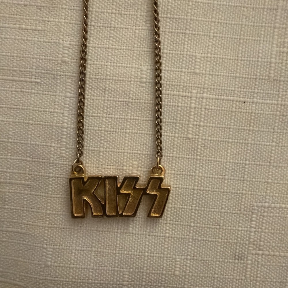 Kiss 1978 Gold Logo Necklace Aucoin management *VINTAGE*