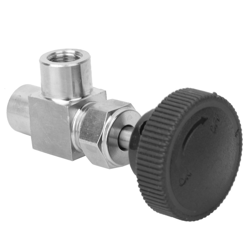 Black Handle 1/8 Inner Thread BSPP Female Thread Needle Valve Angle Type Stop Va