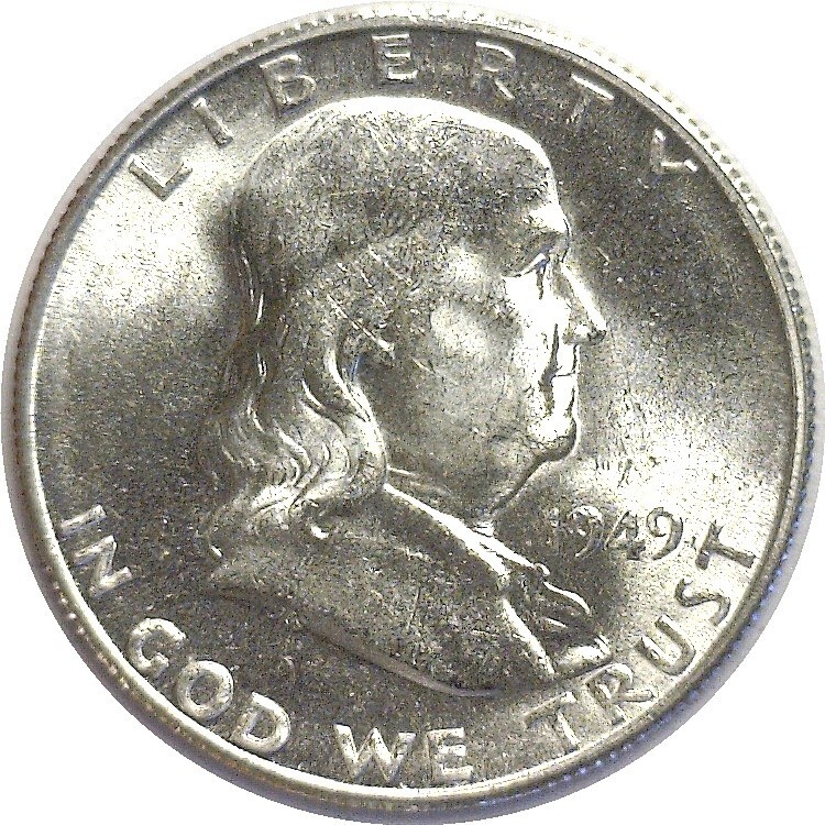 1949-S 50C Franklin Silver Half Dollar Uncirculated