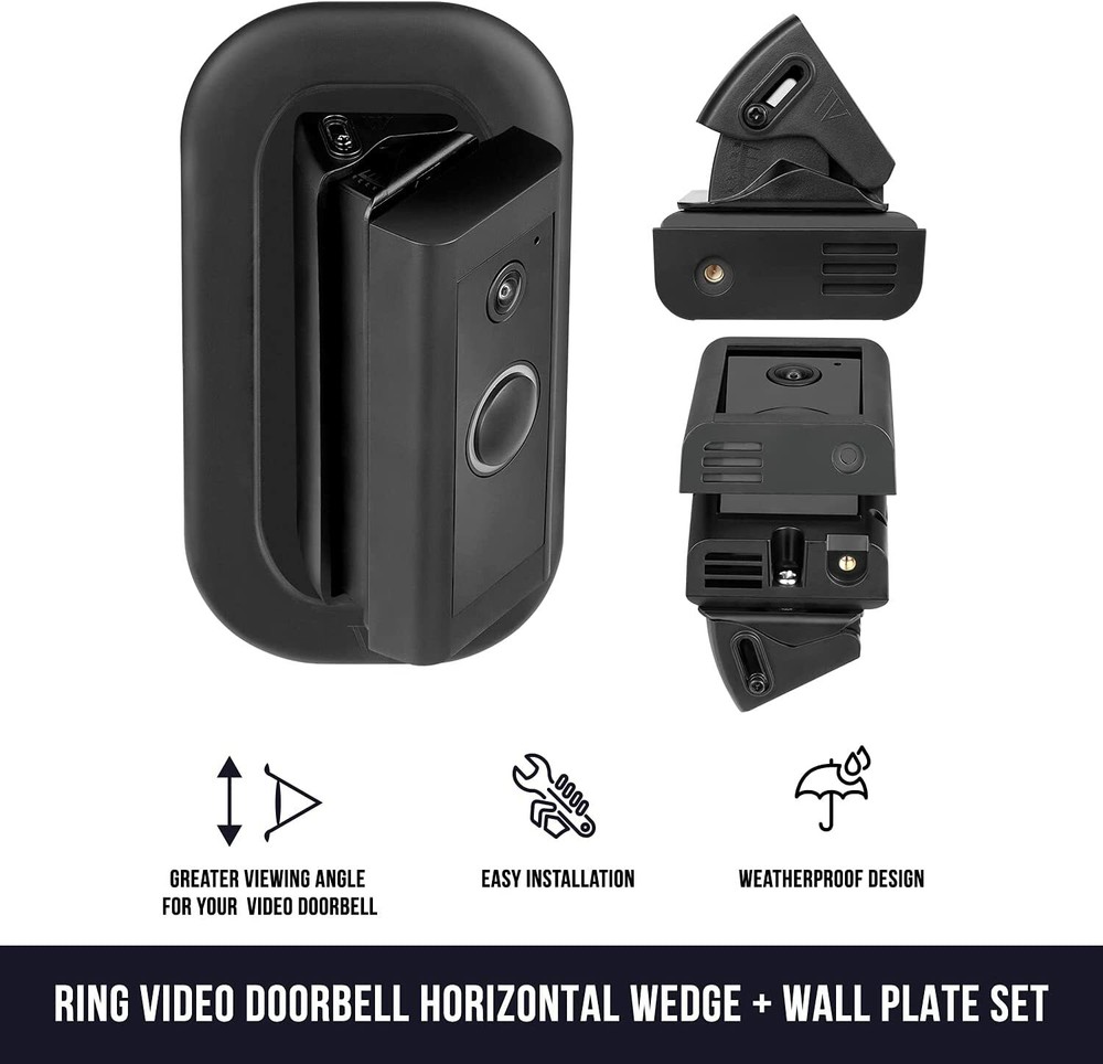 Horizontal Adjustable Angle Mount and Wall Plate for Ring Video Doorbell Wired