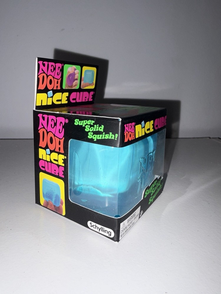 Schylling Nee Doh Nice Cube Super Solid Squish Blue Squeeze Toy