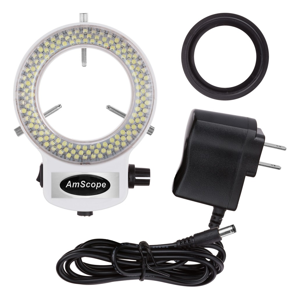 AmScope 144 LED Intensity-adjustable Ring Light for Stereo Microscopes