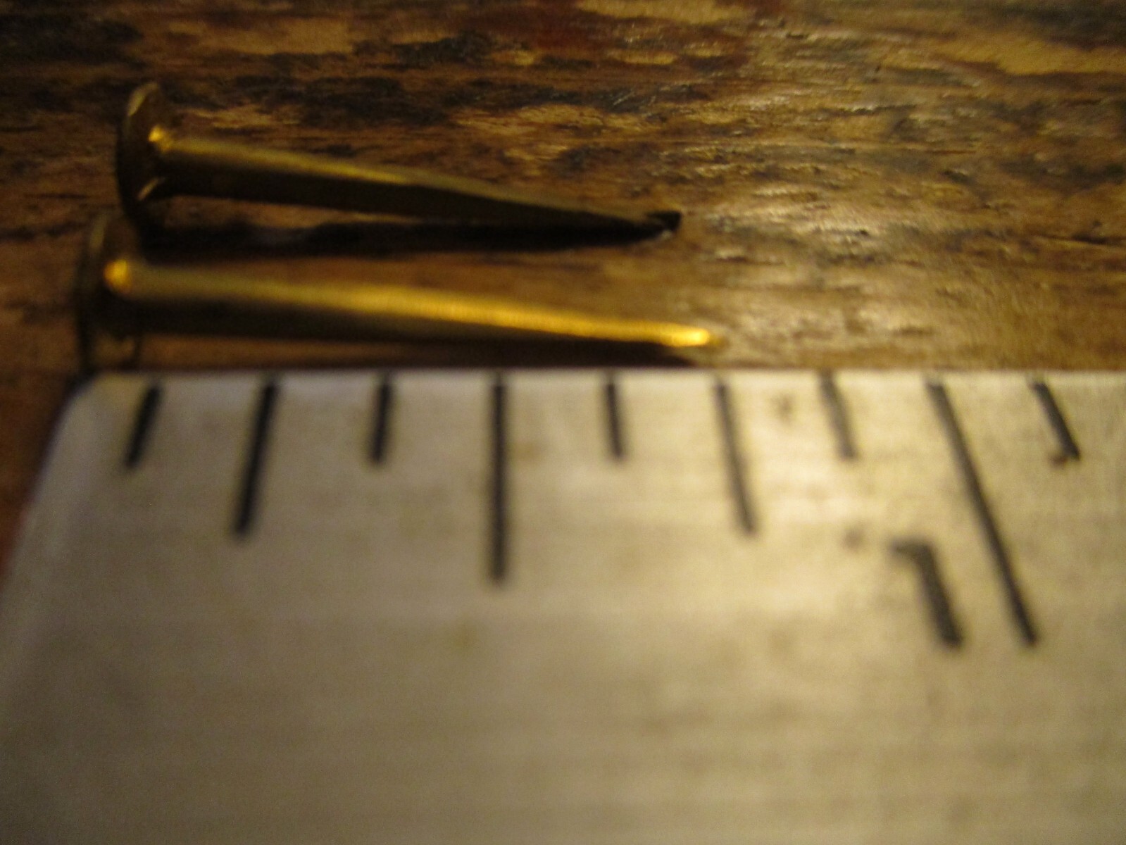 50-ANTIQUE SOLID BRASS 5/8" LONG CANOE TACKS-SHARP NAILS 13/64” ROUND DOMED HEAD