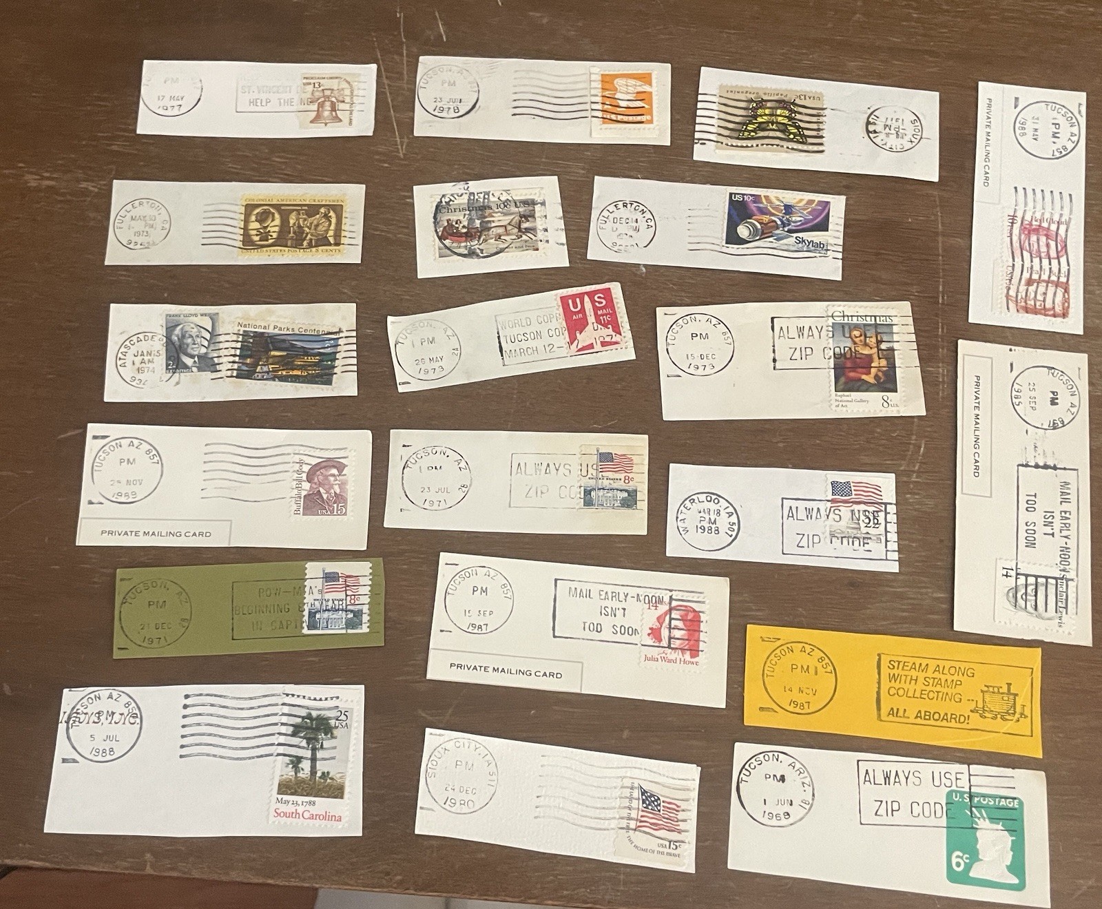 US Stamps Large Lot Postmarks Most On Paper Varying Years
