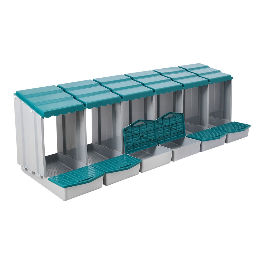 6 Compartments Chicken Laying Boxes with Egg Collection Nesting Boxes Green US