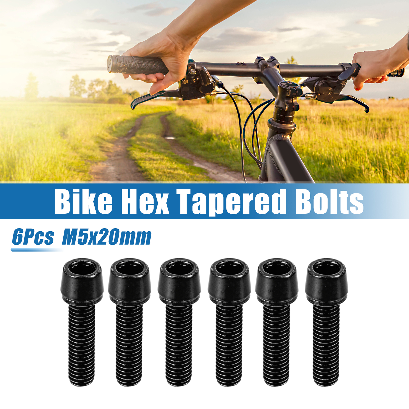 6 Pcs Bicycle Stem Screws for MTB Bike Bicycle Durable M5x20mm Steel Black