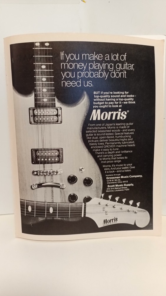 MORRIS GUITARS     1979 - PRINT AD  a8