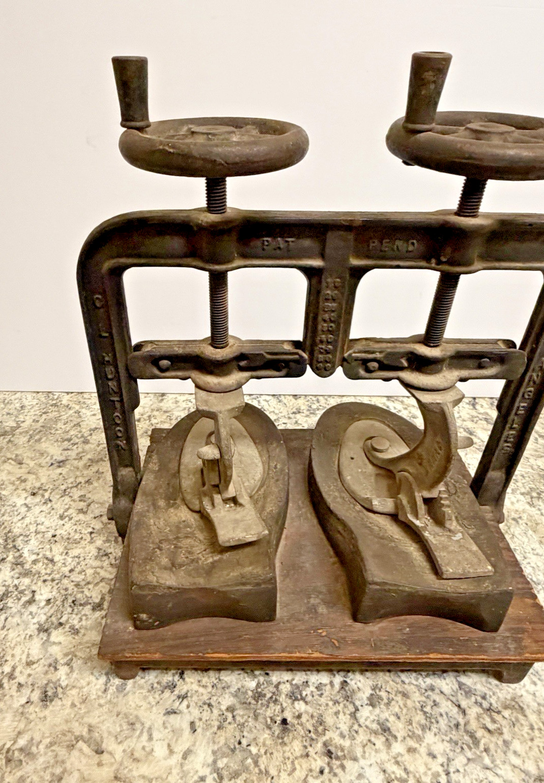 Antique Cast Iron Shoe Form Mold Press Cobbler Repair CL HUNTOON LOS ANGELES