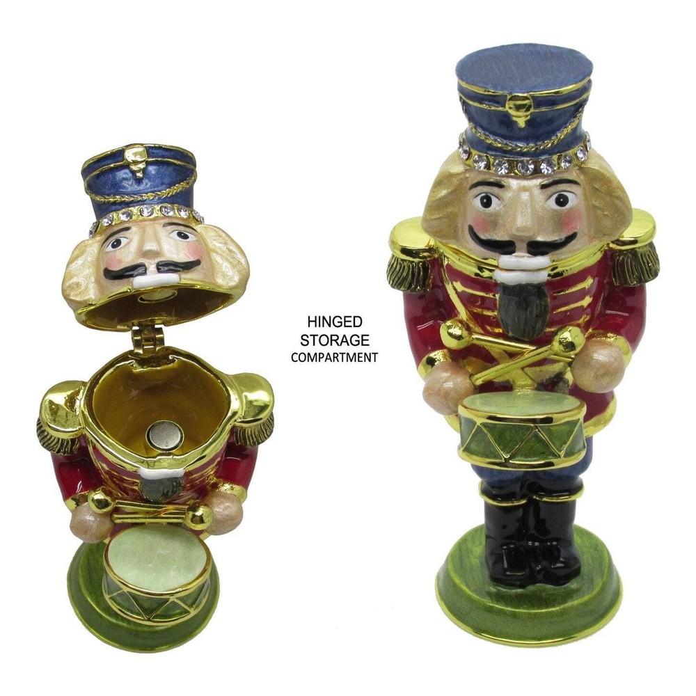 Nutcracker Drummer Jeweled Trinket Box with Austrian Crystals