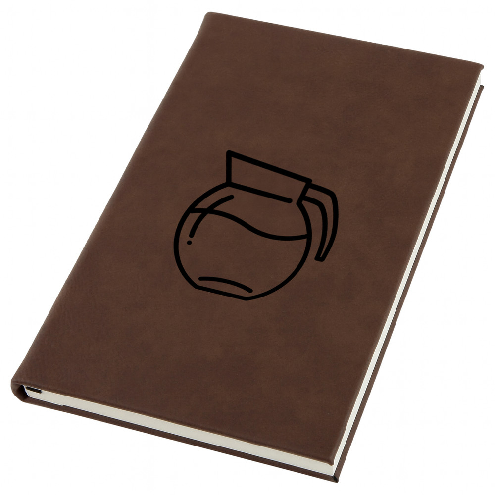 Coffee Pitcher Engraved Leather Journal, Personal Planner with Lined Pages