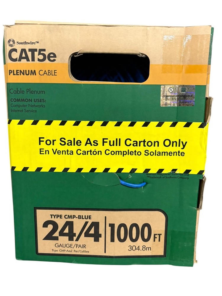 Cat5e Cable Plenum Blue 1000ft