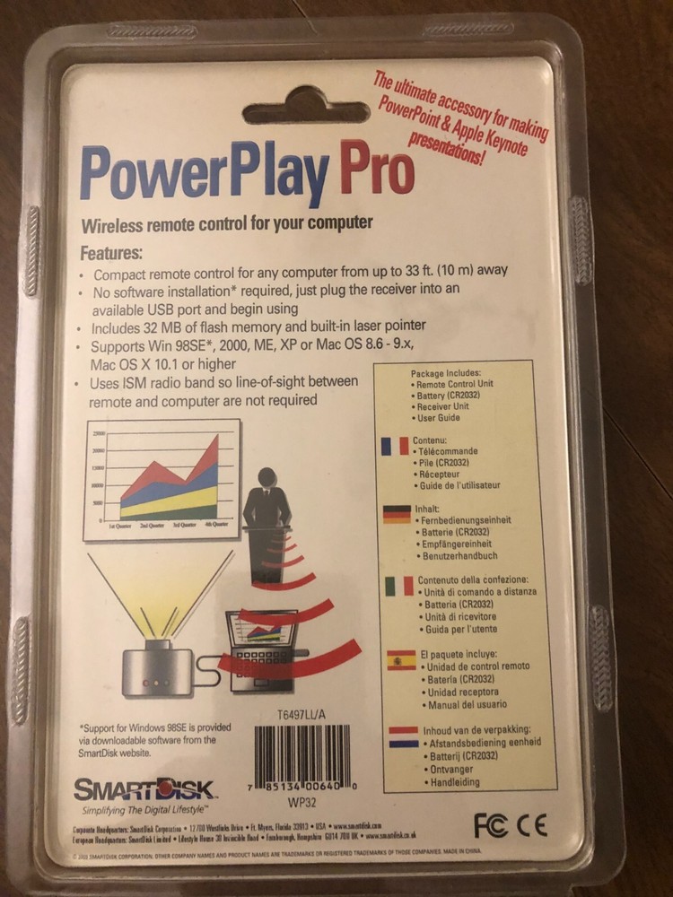 Smartdisk PowerPlay Pro Wireless Remote Control for PowerPoint and Apple Keynote