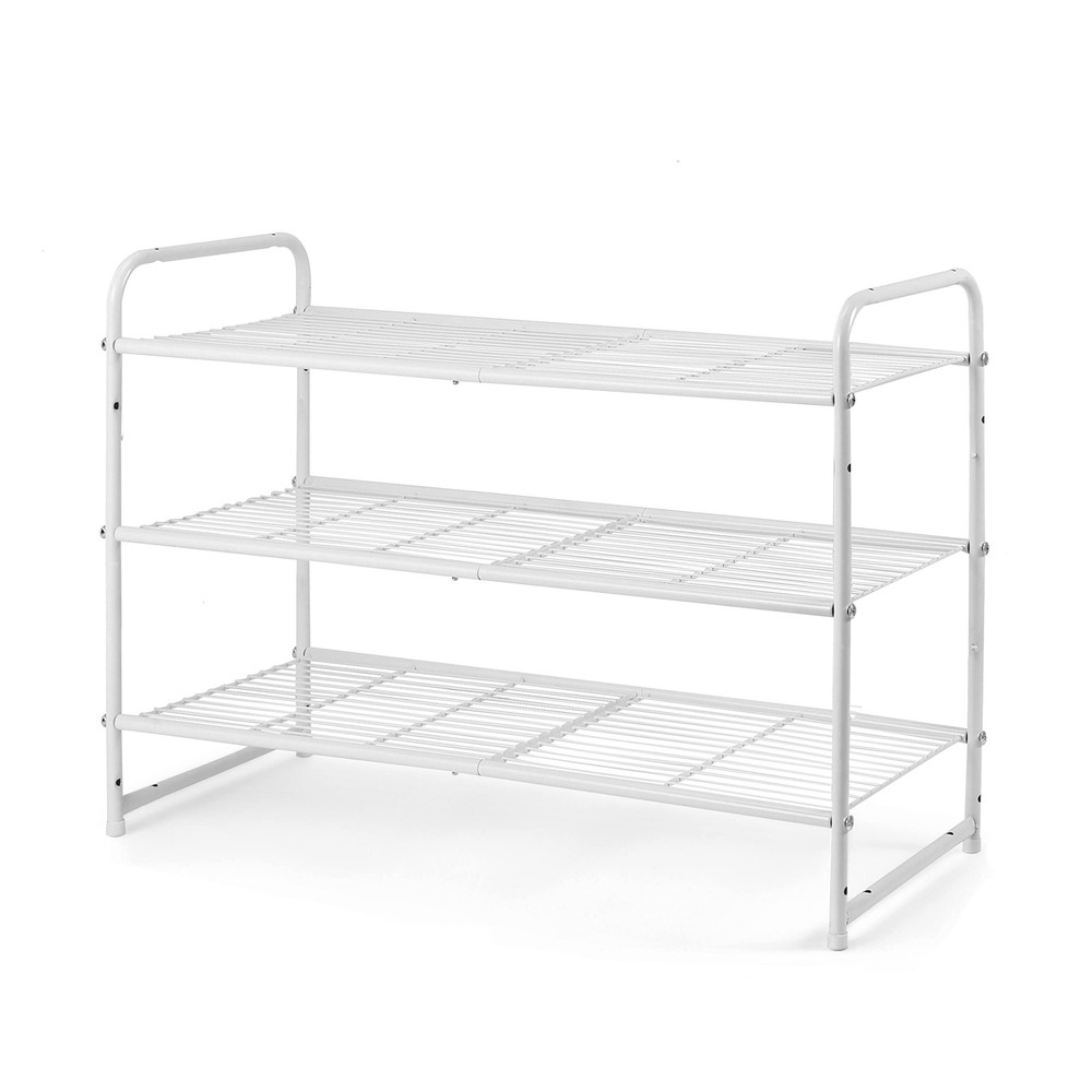 Simple Trending 3-Tier Stackable Shoe Rack, Expandable & Adjustable Shoe Shel...