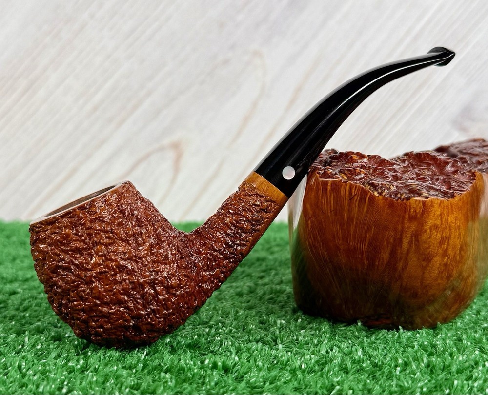 RARE DAVID JONES BENT APPLE c2000’S MINT, AWESOME RUSTICATION ARTISAN PIPE