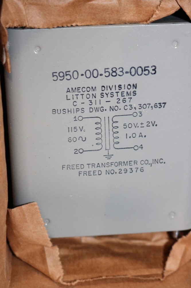 Vintage Electronic Transformer by Freed Military NOS 5950-00-583-0053 NOS