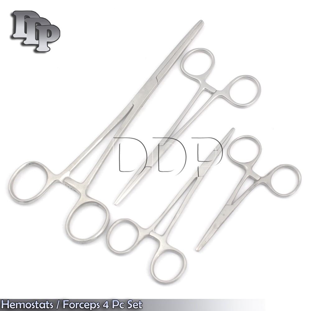 HEMOSTATS / LOCKING FORCEPS 4 pc set 3-1/2" - 8" str