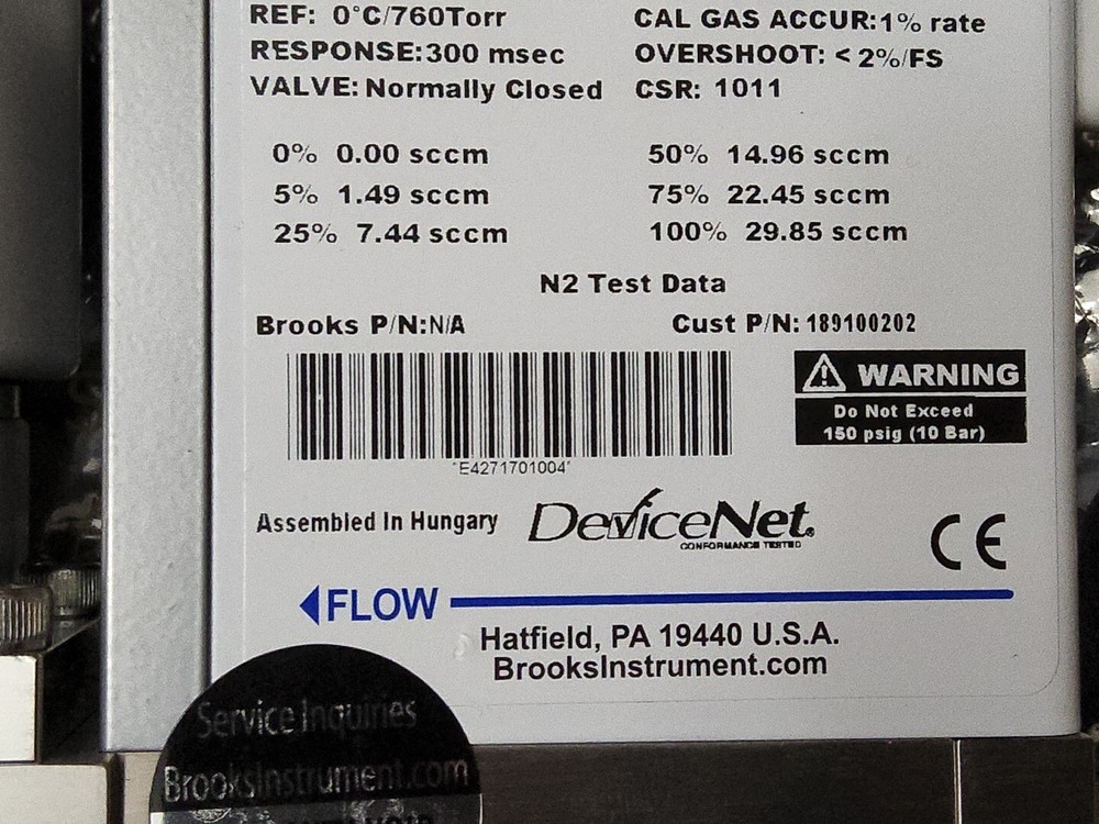 Mass Flow Controller Brooks Instruments GF040C Used