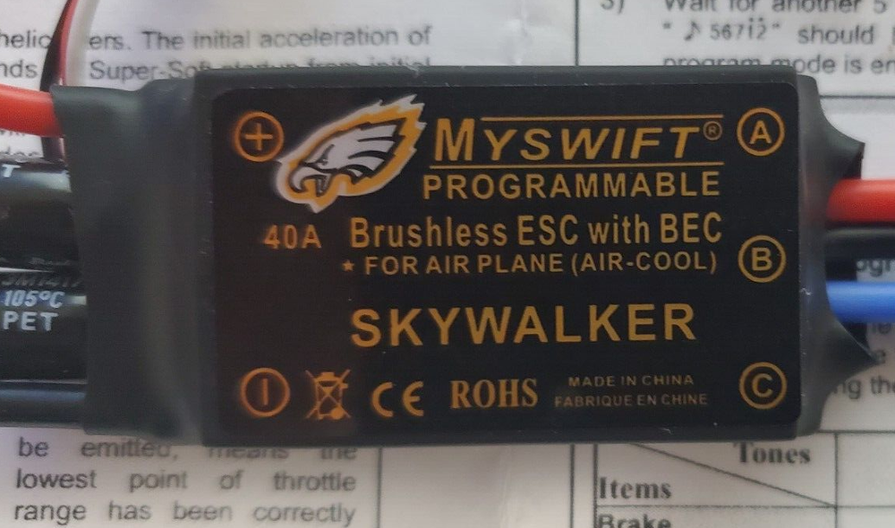 MYSWIFT programmable Skywalker 40A Brushless ESC with BEC