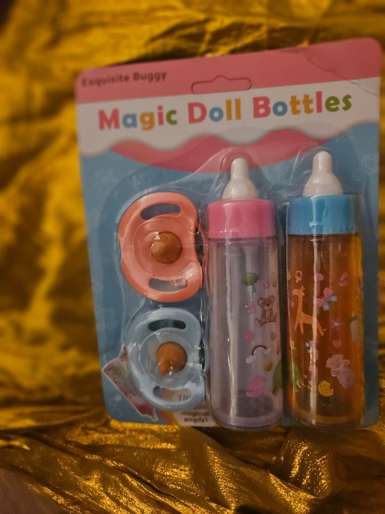 NEW - EXQUISITE BUGGY MAGIC DOLL BOTTLES BOTTLE SET Bottles Magically Empty - 3+