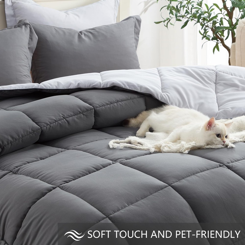 King Size Comforter Set Grey, Comforters King Size Bed Sets, Lightweight Soft Do