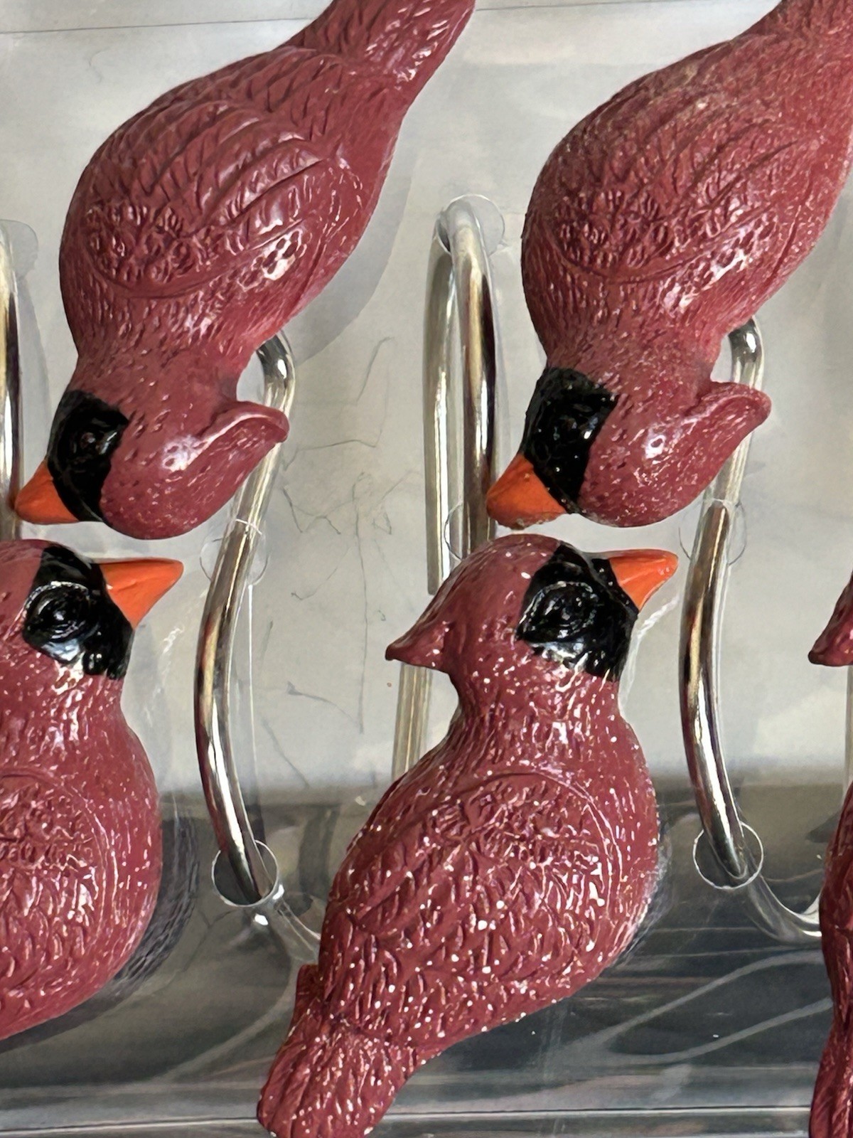 Set of 12 Cardinal Red Bird Shower Curtain Hooks Rings