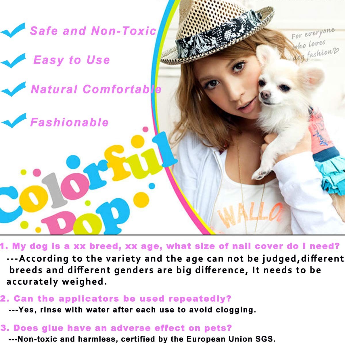 Comfortable Dog Nail Caps for Large Breeds - 100pcs with Adhesives & Applicators