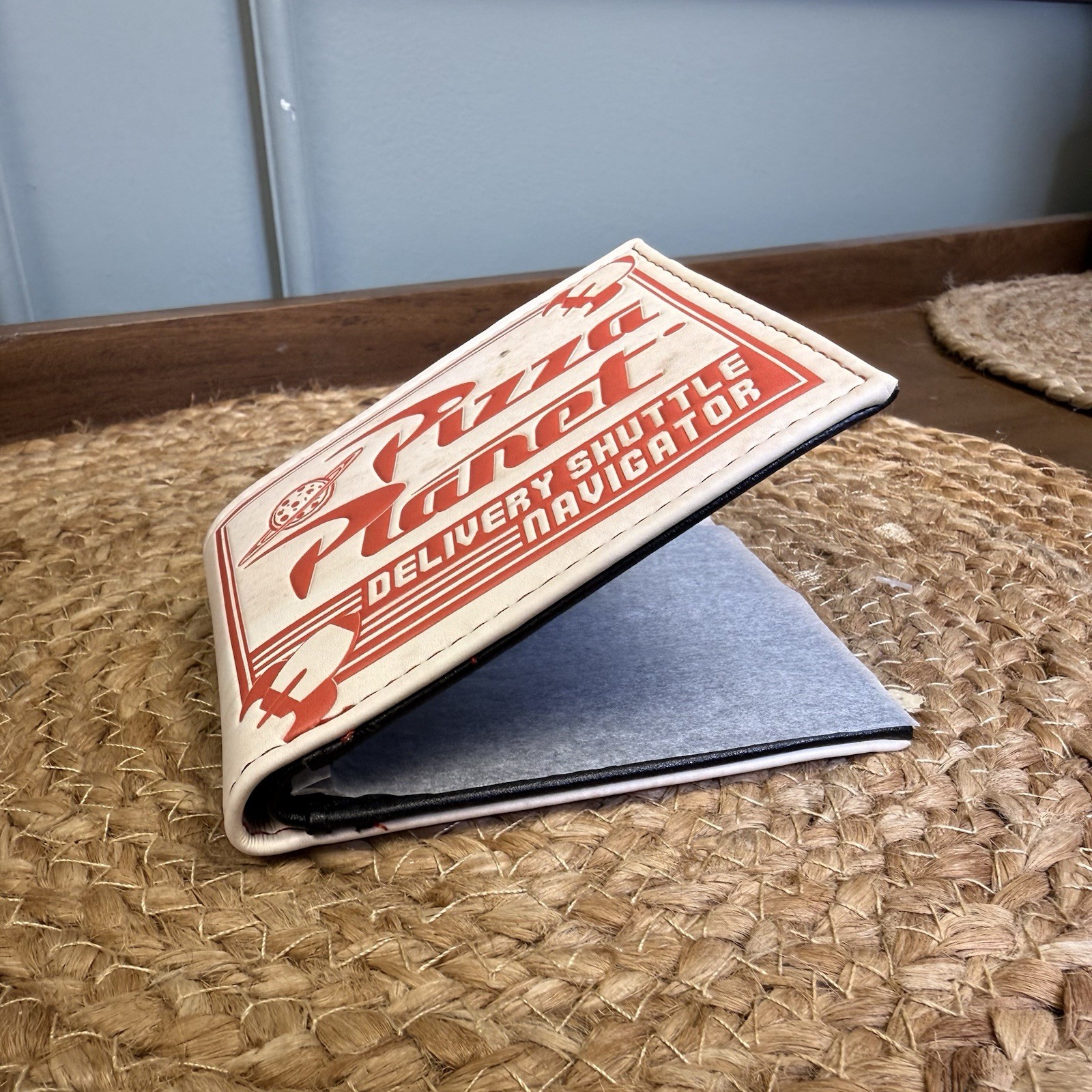 Disney Pixar Toy Story Pizza Planet Bi-fold Wallet Distressed w Black Interior