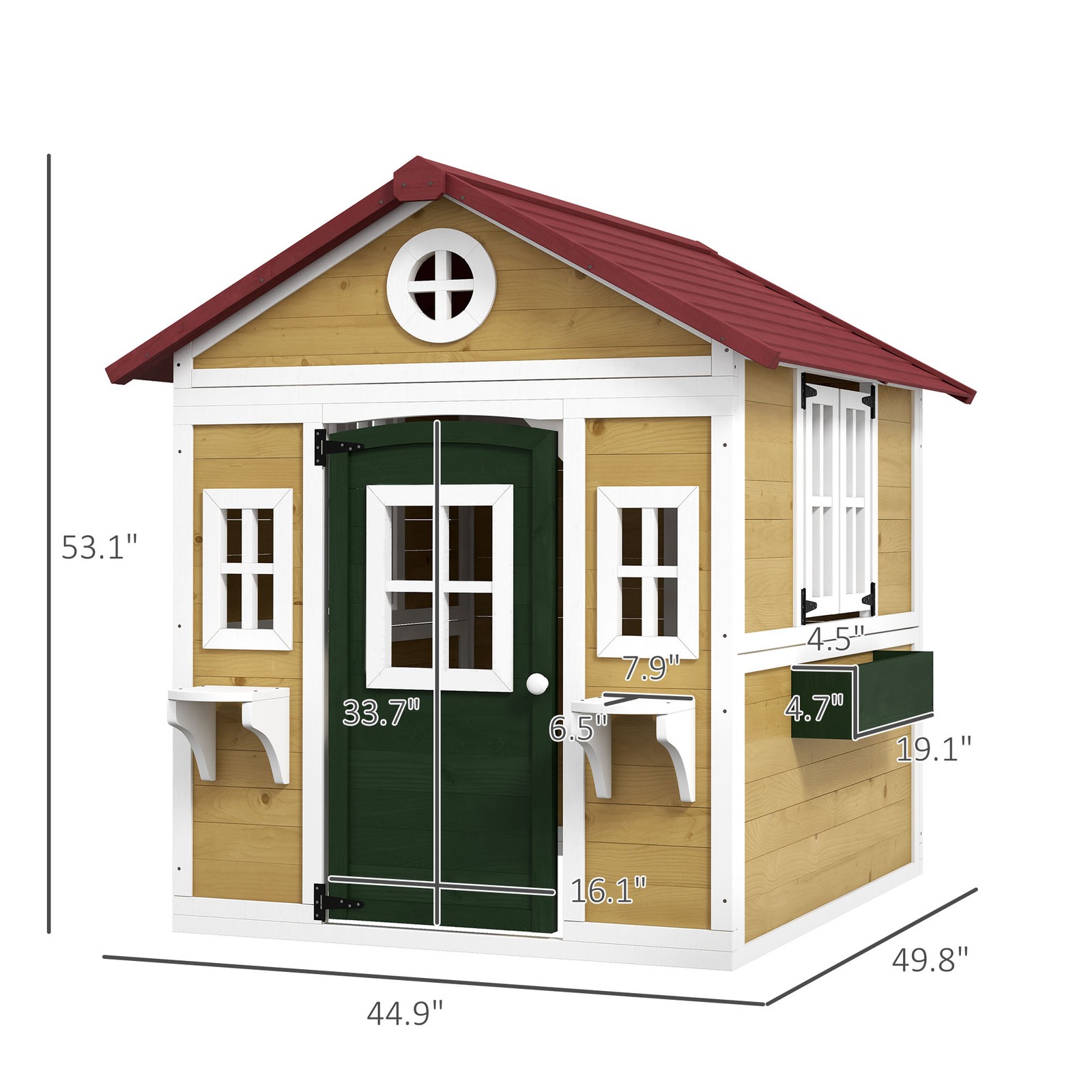 Playhouse for Kids with Doors, Windows, Planter Pots and Boxes